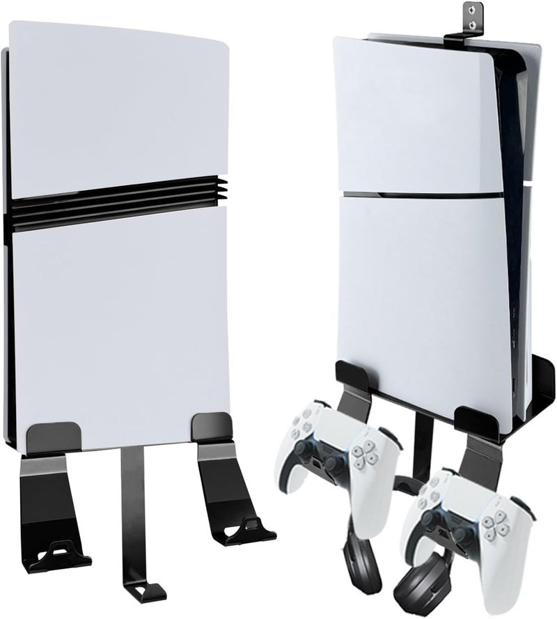 Chanvoo Metal Wall Mount for PS5/PS5 Slim/ PS5 Pro, Behind TV Wall Holder Bracket Kit Compatible with PS5/PS5 Slim Disc & Digital Edition Console (Black) - Image 1